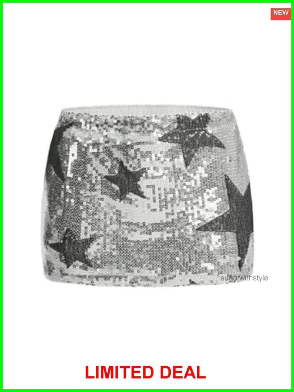 Sequin Micro Mini Skirt with Shorts Star Print Bodycon Party Clubwear